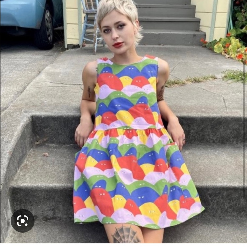 Nooworks Big Pocket Dress in Rainbow Lumps size small
